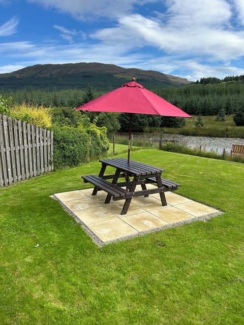 Picnic patio looking down to the lochan