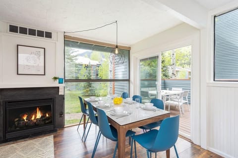 This fun, modern dining table seats up to 8 for making mountain memories.