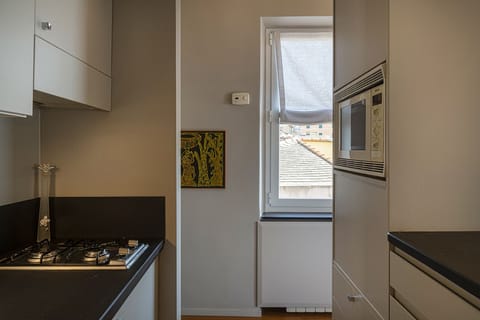 Apartment | Private kitchen | Full-size fridge, microwave, oven, stovetop