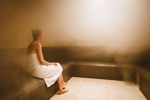 Steam room, Turkish bath, body wraps, facials, manicures and pedicures