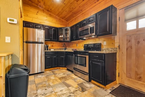Superior Cabin, 1 King Bed, Hot Tub, Lake View | Private kitchen | Full-size fridge, microwave, coffee/tea maker, toaster