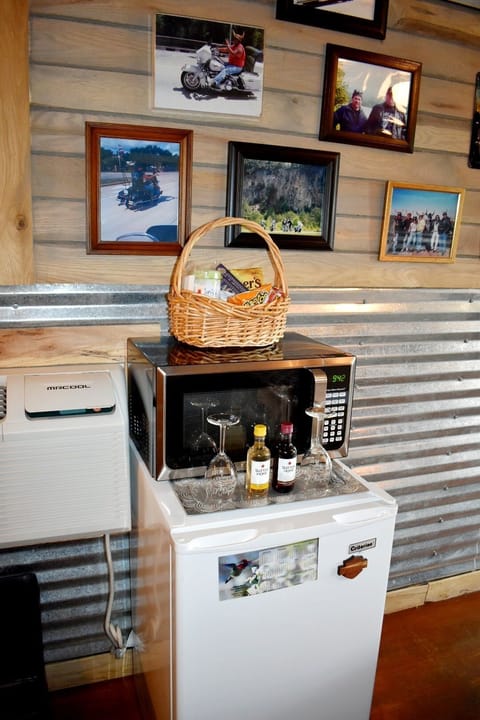 Microwave & refrigerator. Popcorn and some fun snacks