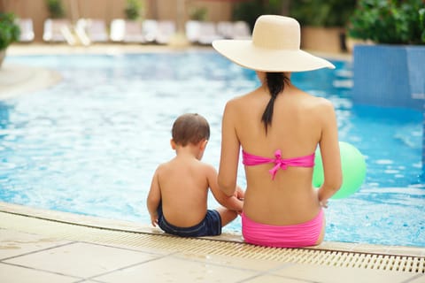 Outdoor pool, sun loungers