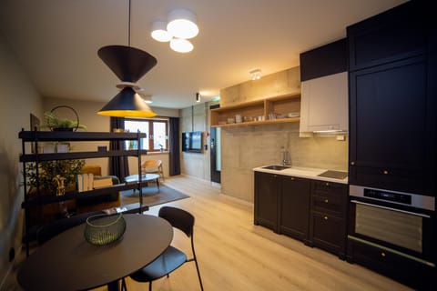 Apartment, 1 Bedroom | Private kitchen | Mini-fridge, oven, stovetop, dishwasher