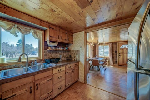 Plenty of storage and prep space. Coffee pot, toaster, microwave, electric griddle, crock pot, mixer, tea kettle and blender are all available