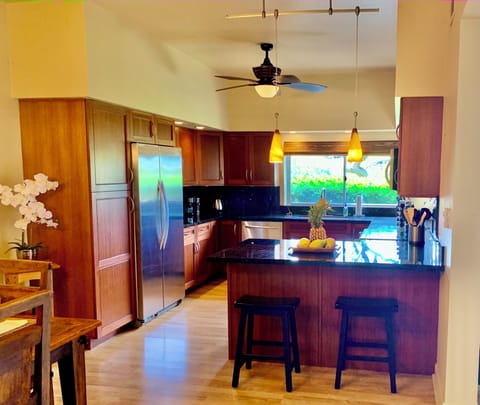 Big, bright well equipped kitchen.