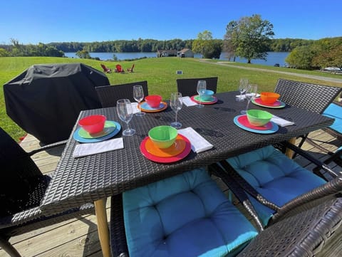 Enjoy meals on the porch with a view of the lake