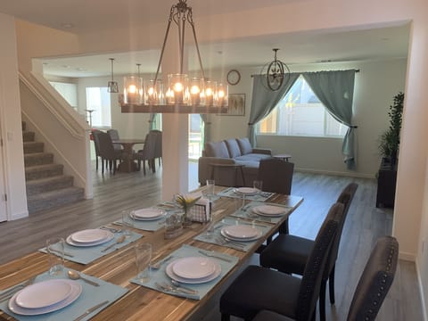 Romantic dining room seats 8-10 adults.