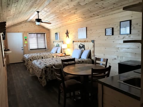 Cabin, 2 Queen Beds | Living area | 32-inch Smart TV with satellite channels, TV