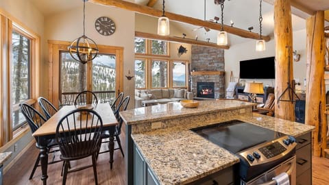 Fully stocked kitchen with amazing alpine views.