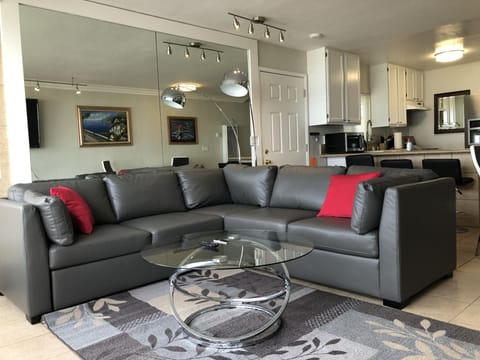 All new furnishings with a clean and modern flair.  Sofa has double pullout bed.