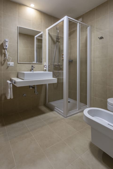 Hair dryer, bidet, towels