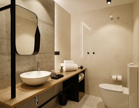 Double Room | Bathroom | Shower, rainfall showerhead, hair dryer, towels