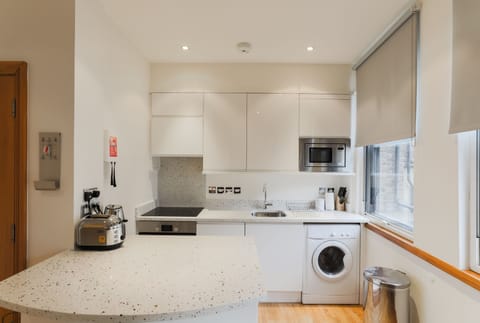 Luxury Studio Suite | Private kitchen | Full-size fridge, microwave, oven, stovetop