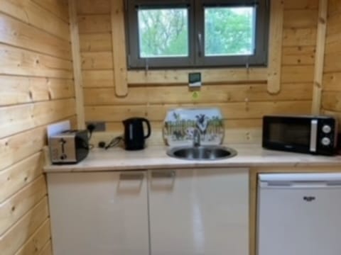 Cabin | Private kitchen | Fridge, microwave, electric kettle, toaster