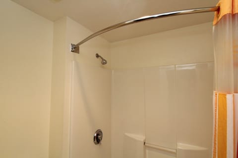 Combined shower/tub, free toiletries, hair dryer, towels