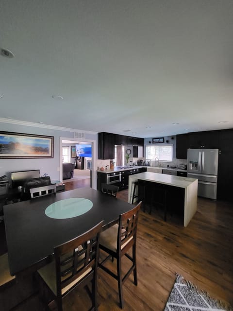 Open modern kitchen with granite countertops