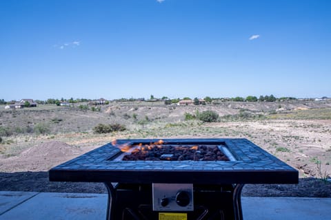 Propane fire pit on the patio
