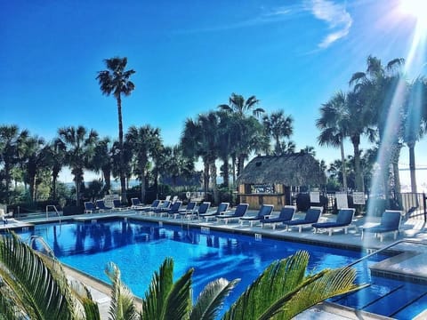 Outdoor pool, sun loungers