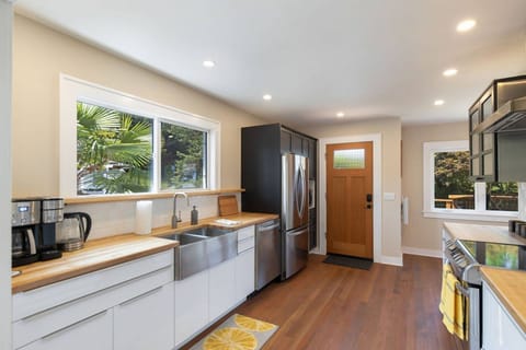 more natural light and a coffee maker and electric teapot