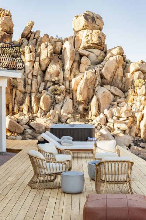 Relax with views from the hot tub or loungers.