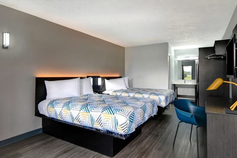 Standard Room, 2 Double Beds, Non Smoking, Kitchenette | Premium bedding, desk, laptop workspace, blackout drapes