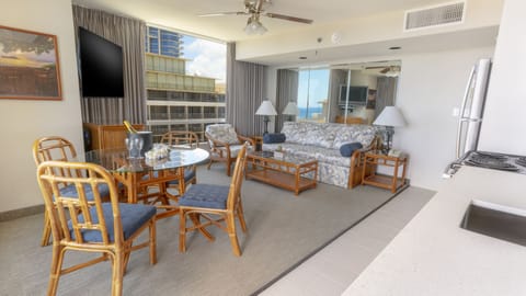Standard Suite, 1 Bedroom, 2 Bathrooms | Living area | 43-inch LCD TV with cable channels, TV
