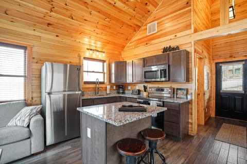 Full kitchen with basic pots, pans, utensils and cookware