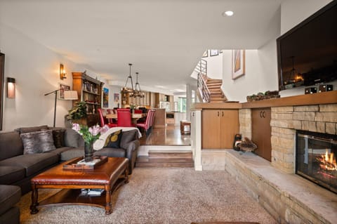 The spacious open floor plan of the main level provides plenty of room for your group to spread out but be close together.