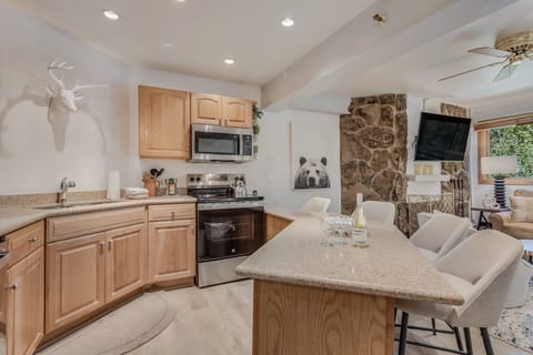 Full kitchen with counter seating