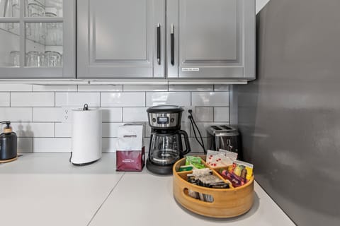 We supply local coffee from Cimarron Roasters, tea, cocoa, sugar and cream.