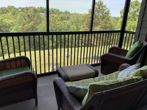 Sitting on the back deck overlooking the golf course. 