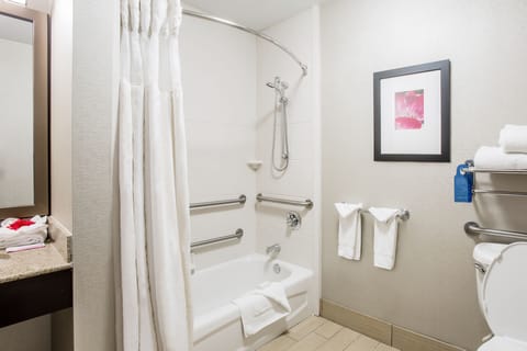 Room, 1 King Bed, Accessible, Bathtub | Bathroom | Hydromassage showerhead, designer toiletries, hair dryer, towels