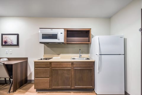 Full-size fridge, microwave, dishwasher