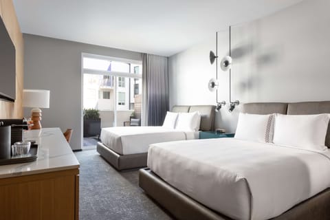 Room, 2 Queen Beds, Patio | Premium bedding, down comforters, minibar, in-room safe