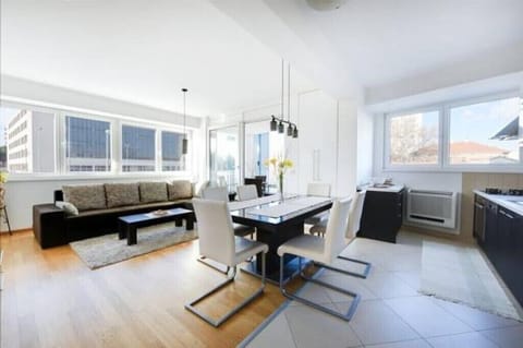 Living room and dining area