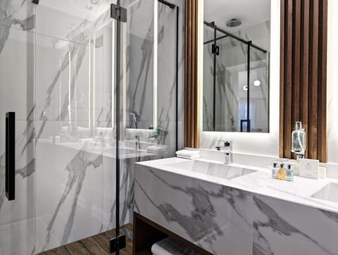 Executive Suite | Bathroom | Designer toiletries, hair dryer, bathrobes, slippers