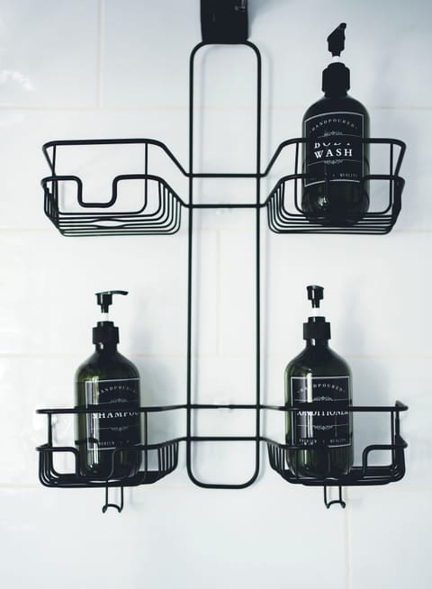 Master Bedroom downstairs shower/bath- showering toiletries provided