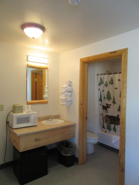 Classic Room, 1 Queen Bed, Non Smoking, Refrigerator & Microwave, No Pets | Bathroom | Combined shower/tub, free toiletries, hair dryer, towels