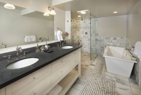 Suite, 1 King Bed | Bathroom | Shower, deep soaking tub, designer toiletries, hair dryer