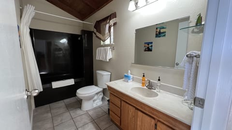 Standard Room, 1 King Bed, Fireplace | Bathroom | Combined shower/tub, free toiletries, hair dryer, towels