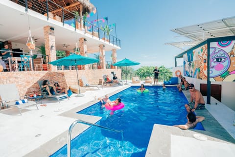 Outdoor pool, sun loungers