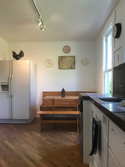 The farmhouse kitchen. Gas range, electric oven, dishwasher, etc.