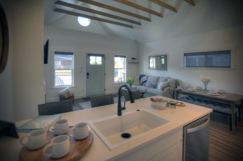 Kitchen Island view of the main living area at Carpenter Cottage