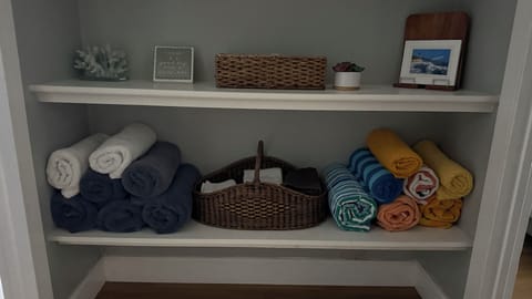 There are plenty of soft towels and beach towels getting ready for you.