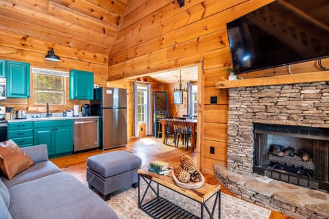 Electric fireplace; brand new 55" roku-equipped tv with access to 120 channels