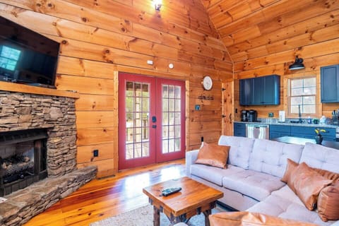 Comfortable sofa; Electric fireplace (operational Oct - Mar)