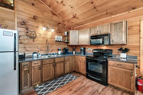 Your kitchen is fully equipped for preparing meals.