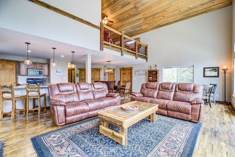 The comfy couches are a place to relax and enjoy the company.