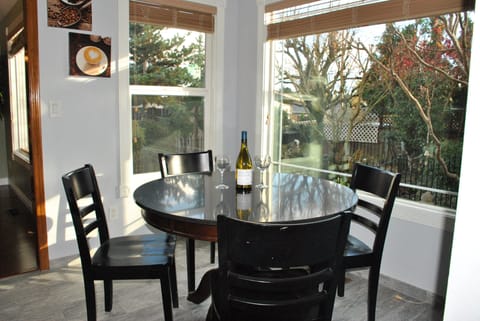 Kitchen Nook Looking out to the Koi Fish Pond